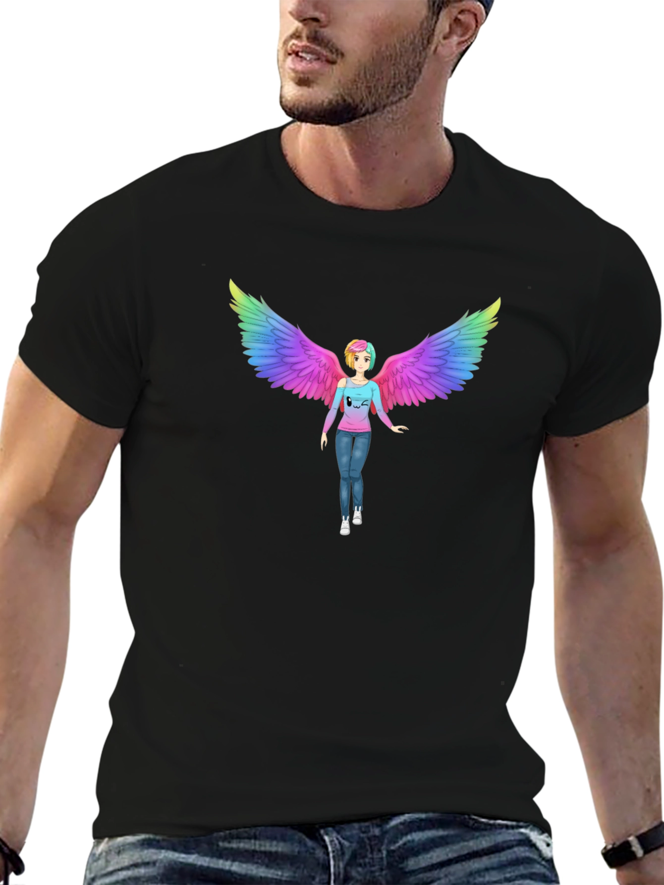 Rainbow Angel Wings Graphic Tee - Unisex