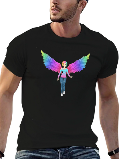 Rainbow Angel Wings Graphic Tee - Unisex