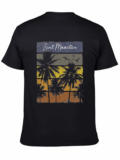 Sint Maarten Palm Tree Black T-Shirt