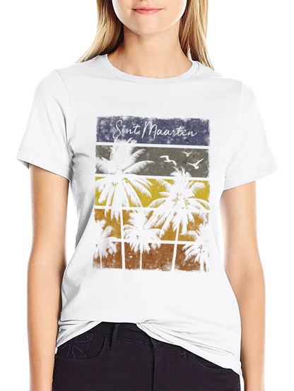 Sint Maarten Palm Tree Black T-Shirt
