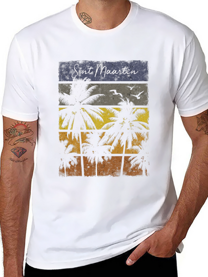Sint Maarten Palm Tree Black T-Shirt