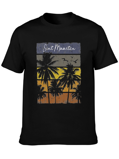 Sint Maarten Palm Tree Black T-Shirt