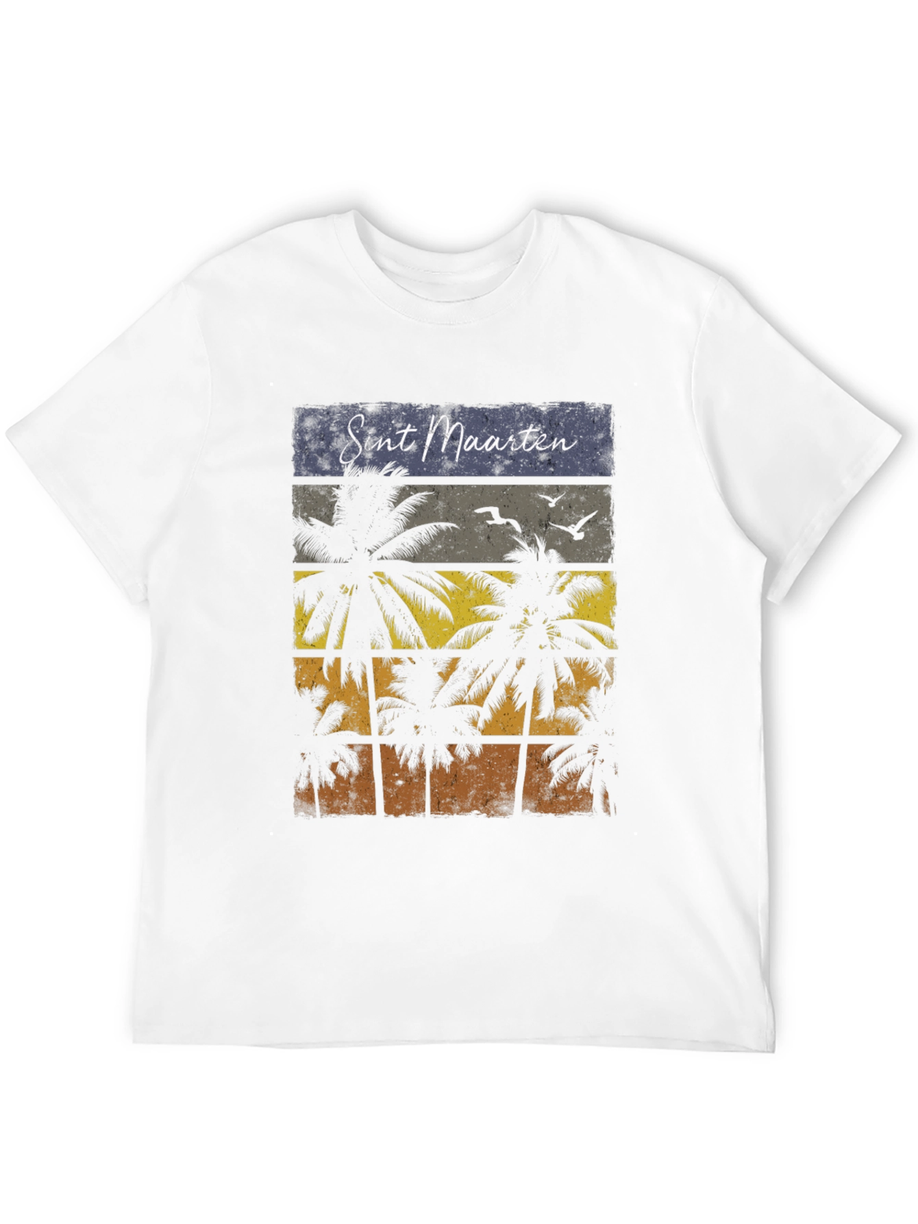 Sint Maarten Palm Tree Black T-Shirt