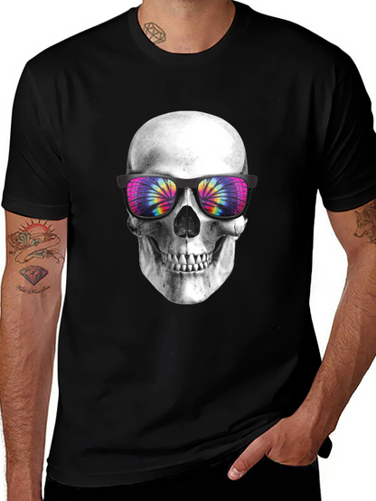 Skull with Tie-Dye Sunglasses Graphic T-Shirt