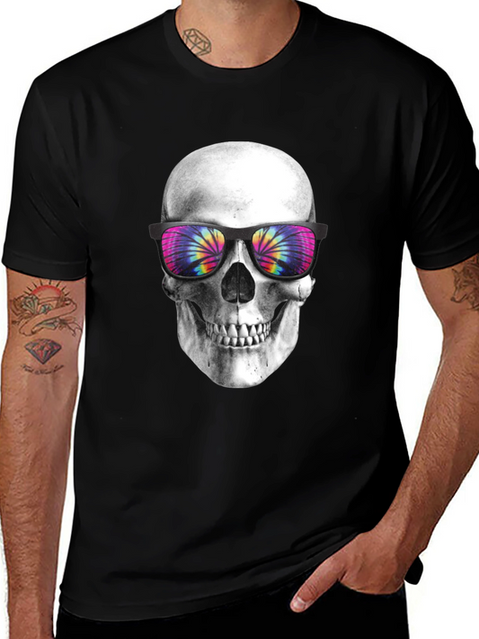 Skull with Tie-Dye Sunglasses Graphic T-Shirt