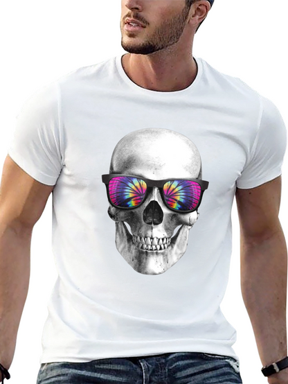 Skull with Tie-Dye Sunglasses Graphic T-Shirt
