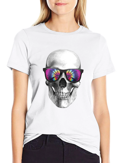 Skull with Tie-Dye Sunglasses Graphic T-Shirt