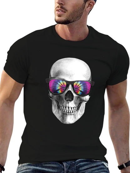 Skull with Tie-Dye Sunglasses Graphic T-Shirt
