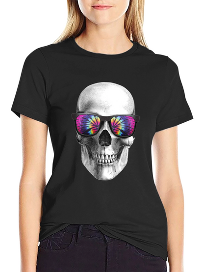 Skull with Tie-Dye Sunglasses Graphic T-Shirt