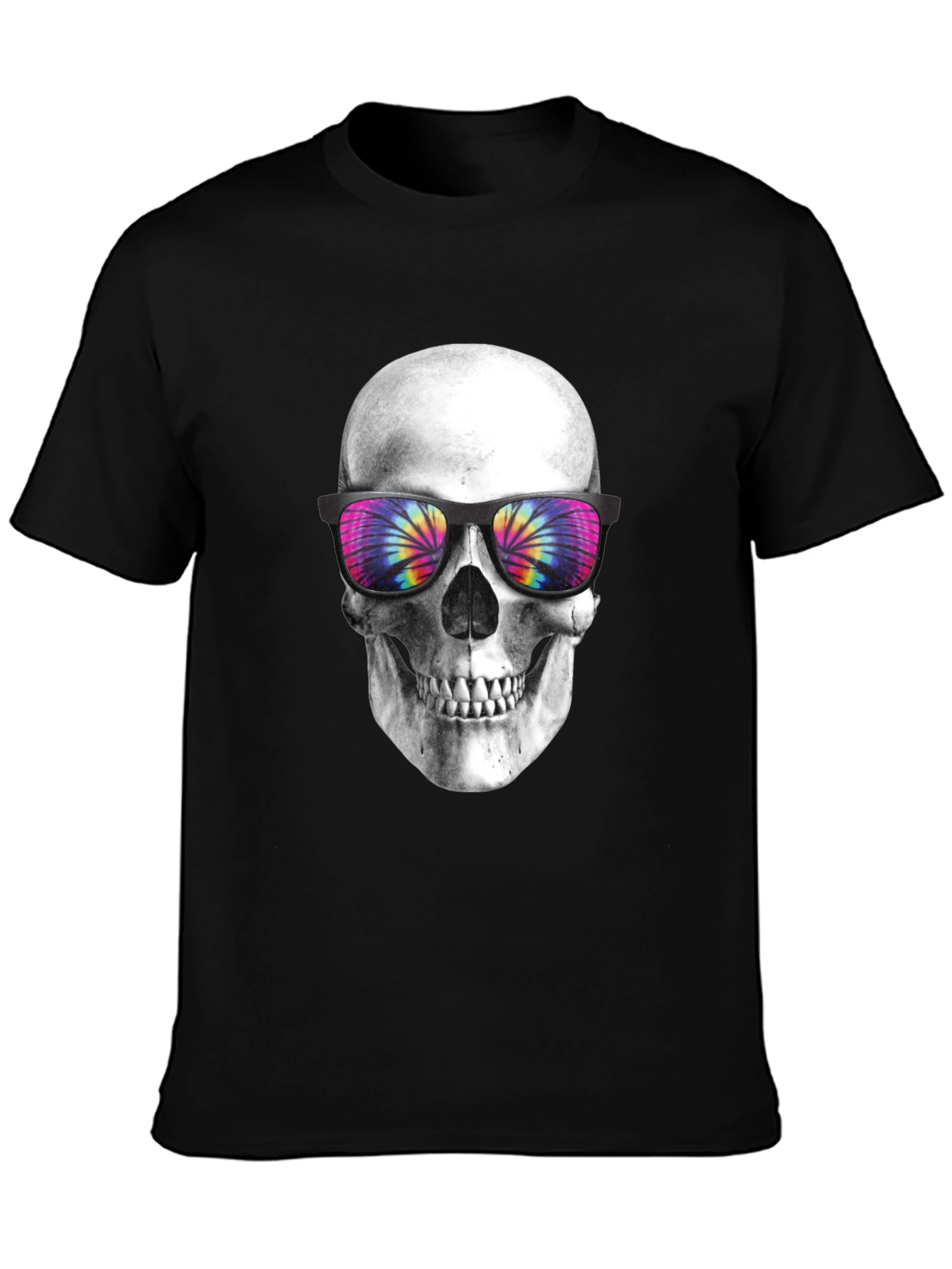Skull with Tie-Dye Sunglasses Graphic T-Shirt