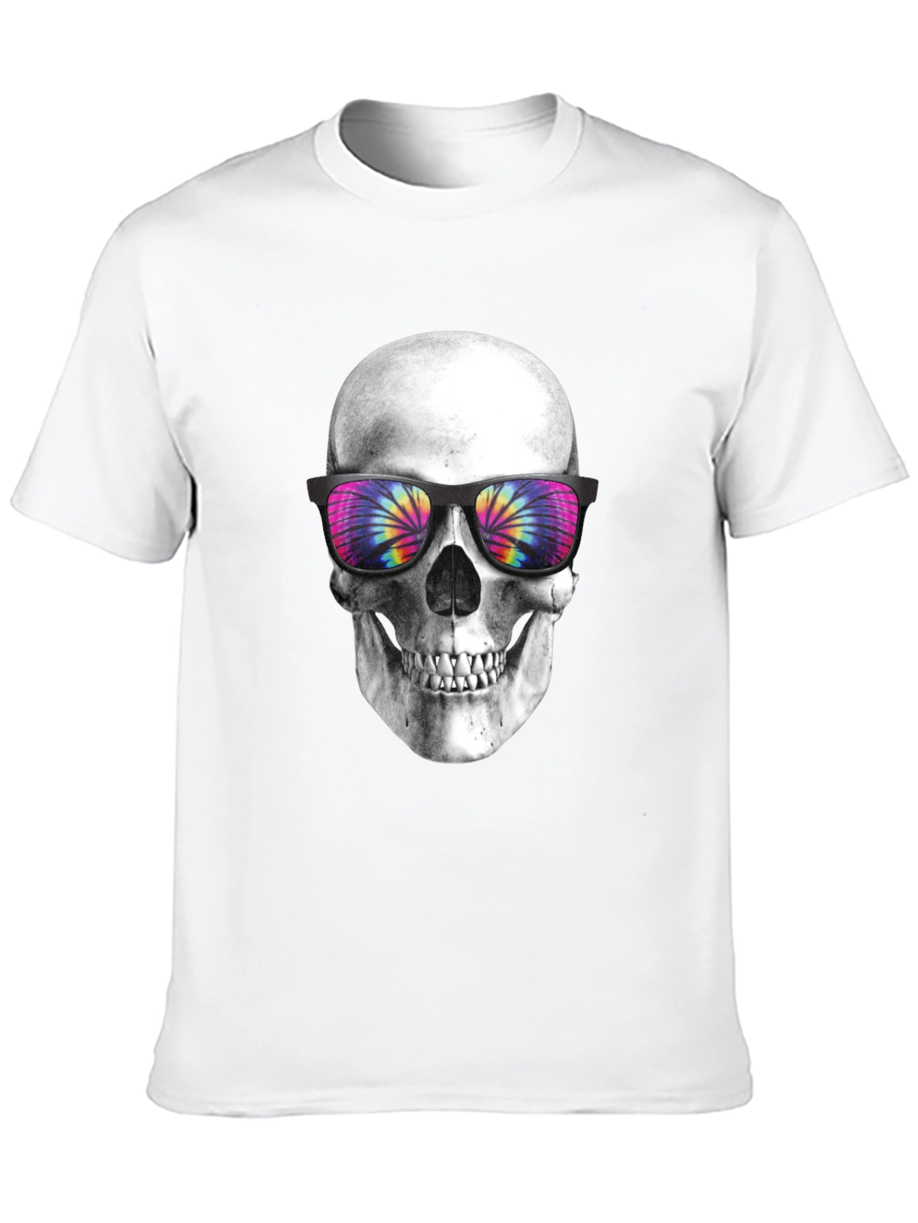 Skull with Tie-Dye Sunglasses Graphic T-Shirt