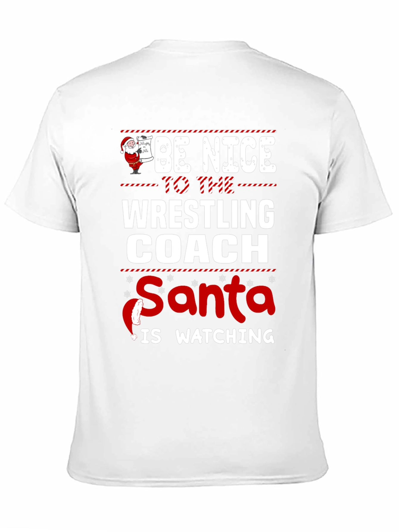 Funny Wrestling Coach Christmas Santa Watching T-Shirt