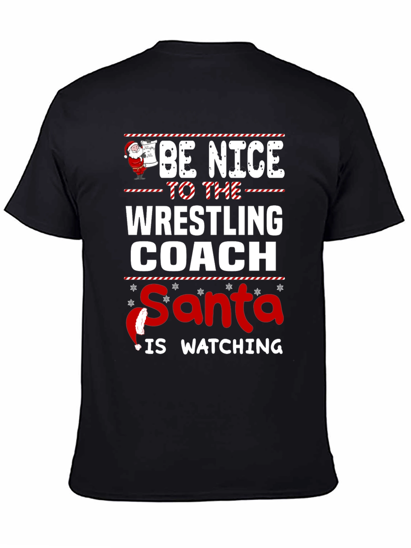 Funny Wrestling Coach Christmas Santa Watching T-Shirt