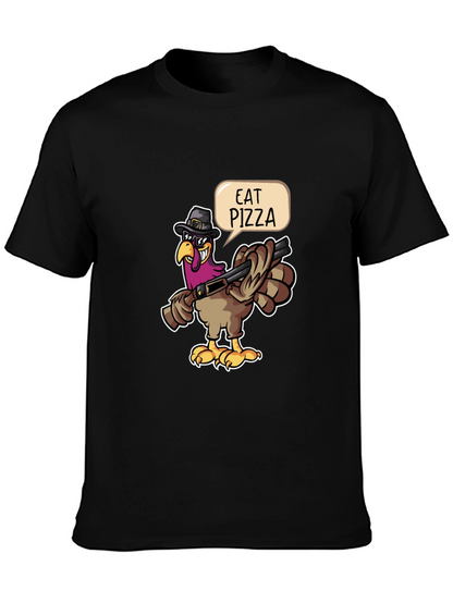 Eat Pizza Turkey Graphic Tee - Funny Thanksgiving Shirt