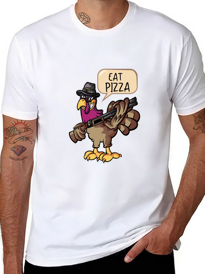Eat Pizza Turkey Graphic Tee - Funny Thanksgiving Shirt