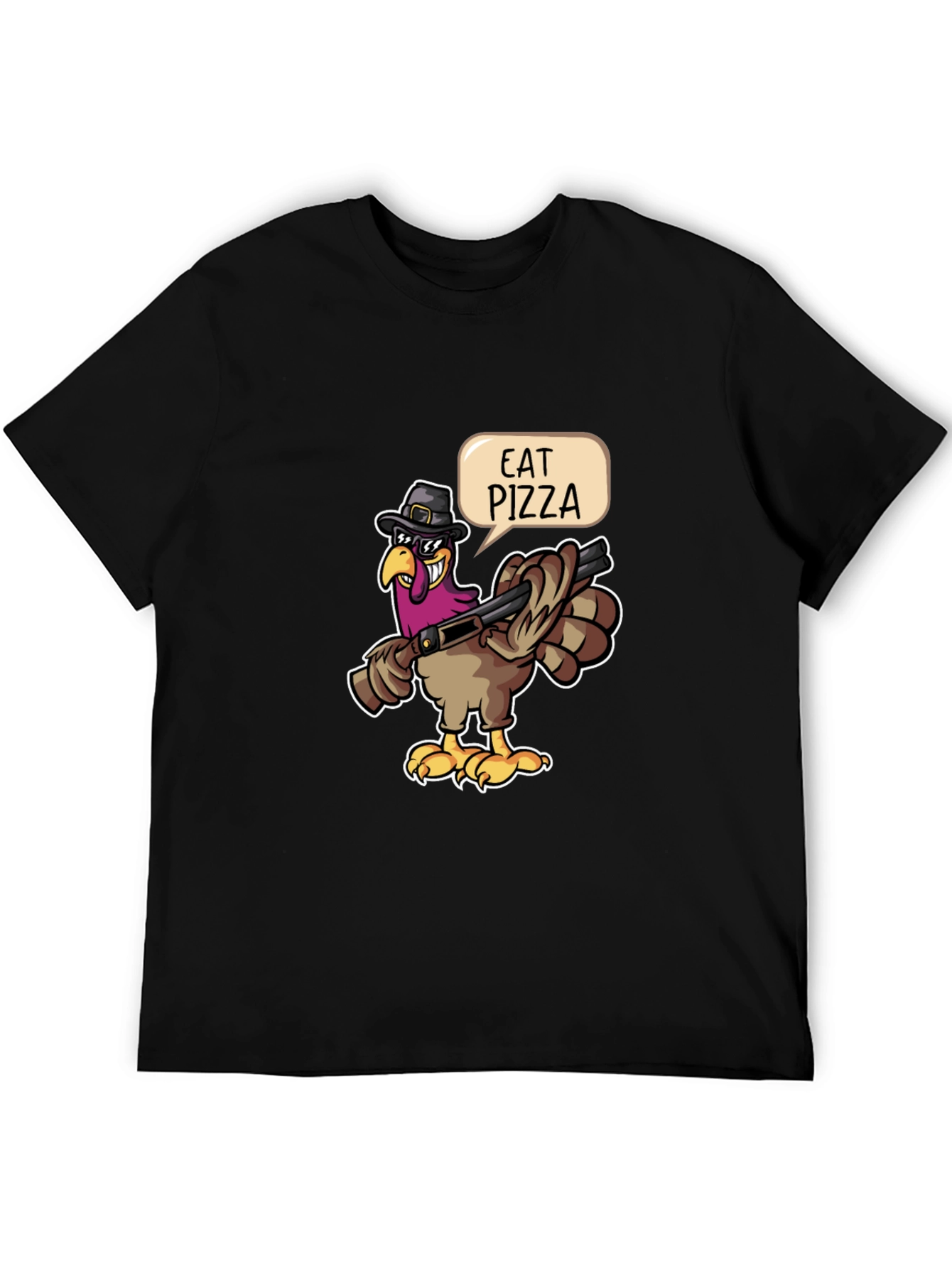 Eat Pizza Turkey Graphic Tee - Funny Thanksgiving Shirt