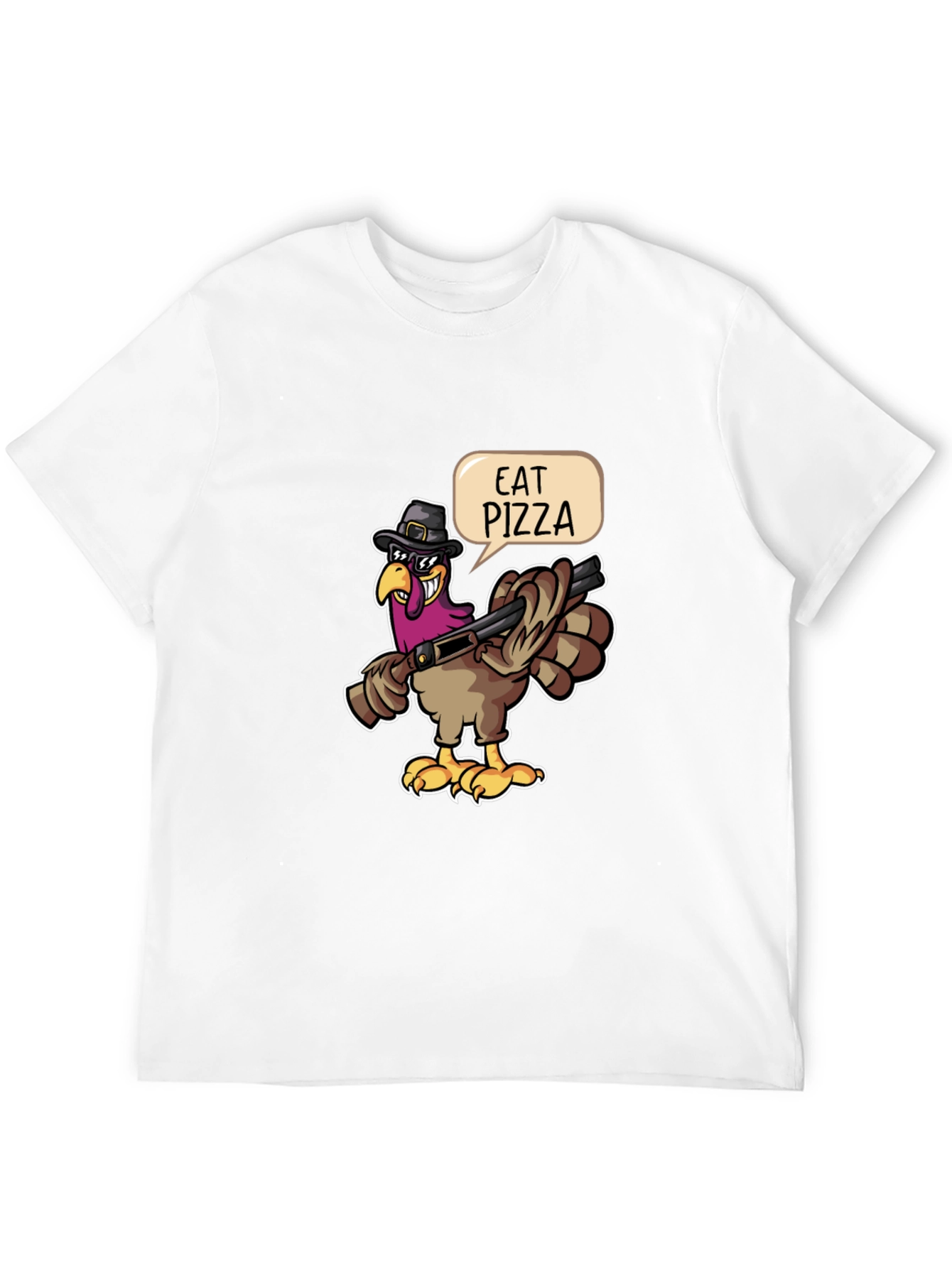 Eat Pizza Turkey Graphic Tee - Funny Thanksgiving Shirt