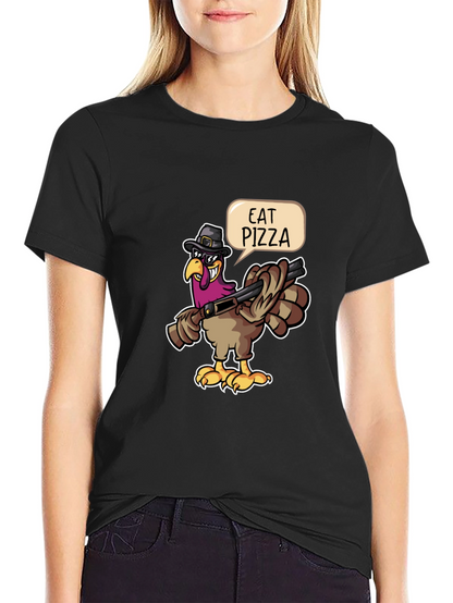 Eat Pizza Turkey Graphic Tee - Funny Thanksgiving Shirt