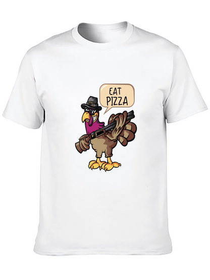 Eat Pizza Turkey Graphic Tee - Funny Thanksgiving Shirt