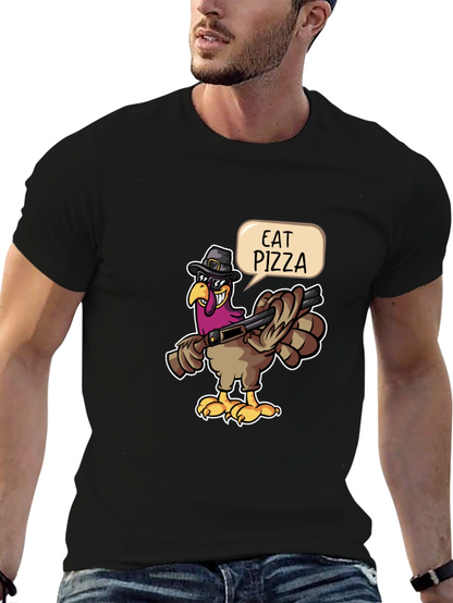 Eat Pizza Turkey Graphic Tee - Funny Thanksgiving Shirt