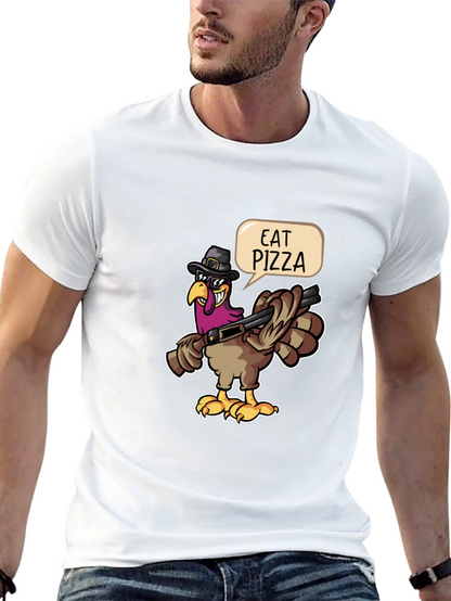 Eat Pizza Turkey Graphic Tee - Funny Thanksgiving Shirt