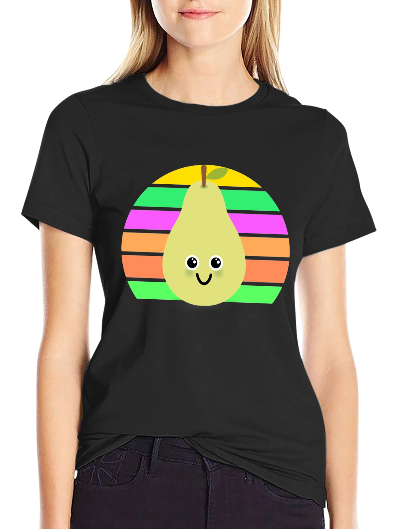 Cute Pear Graphic Tee - Unisex Black Shirt