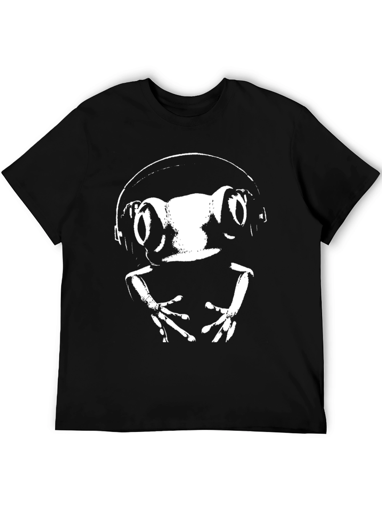 Frog DJ Black T-Shirt Cool Animal Graphic Tee