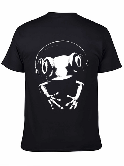 Frog DJ Black T-Shirt Cool Animal Graphic Tee