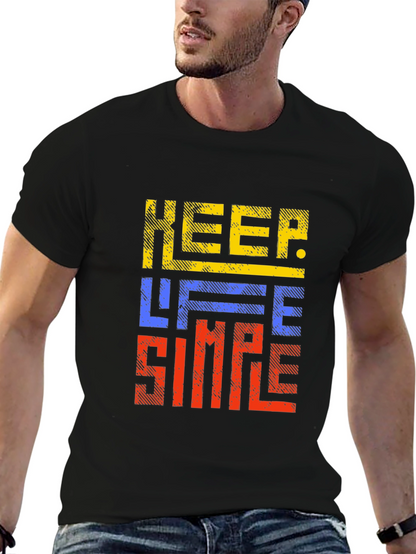 Keep Life Simple Graphic Print Black T-Shirt