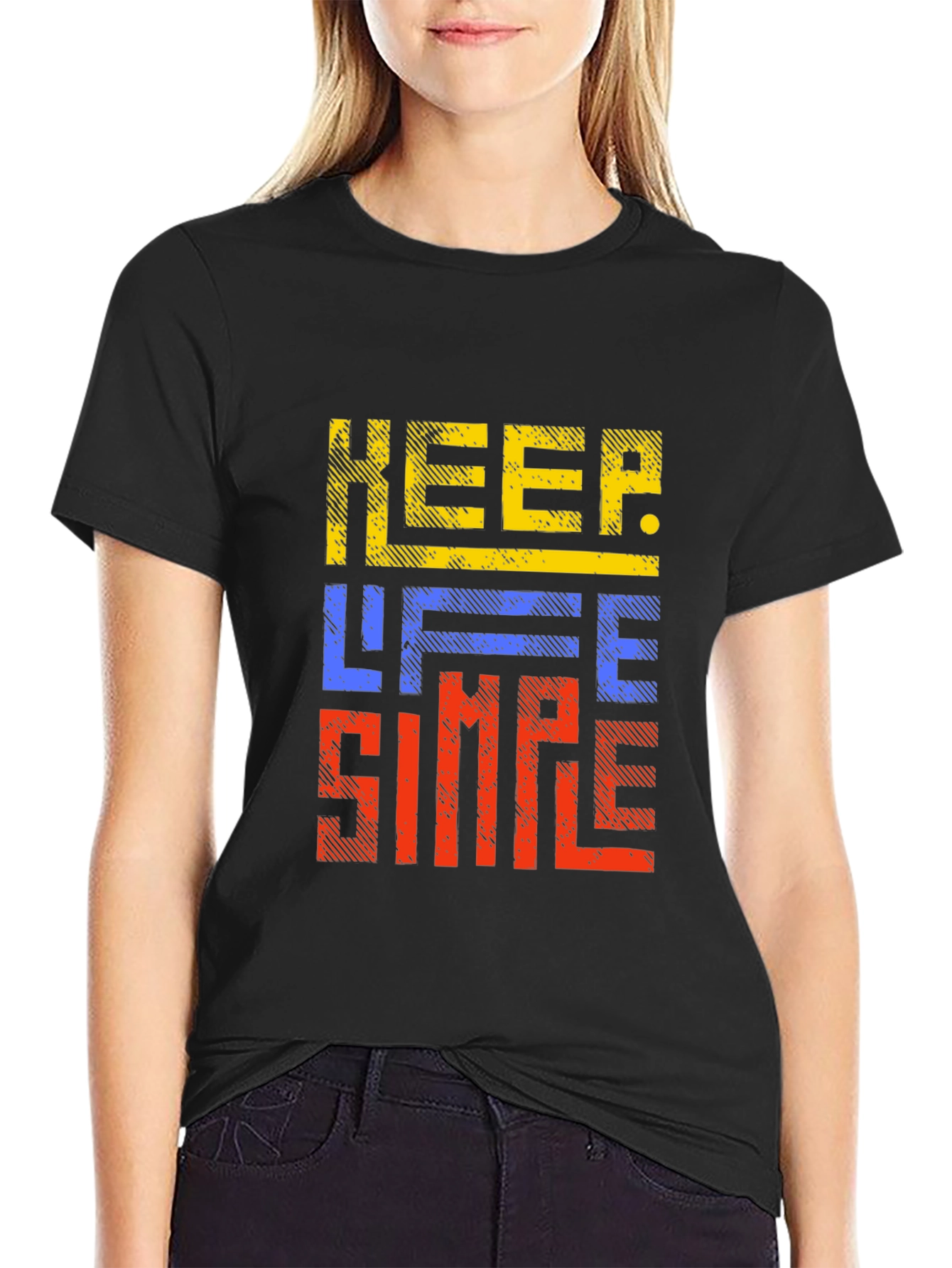 Keep Life Simple Graphic Print Black T-Shirt