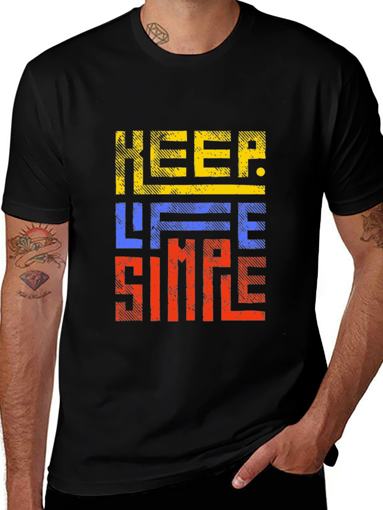 Keep Life Simple Graphic Print Black T-Shirt