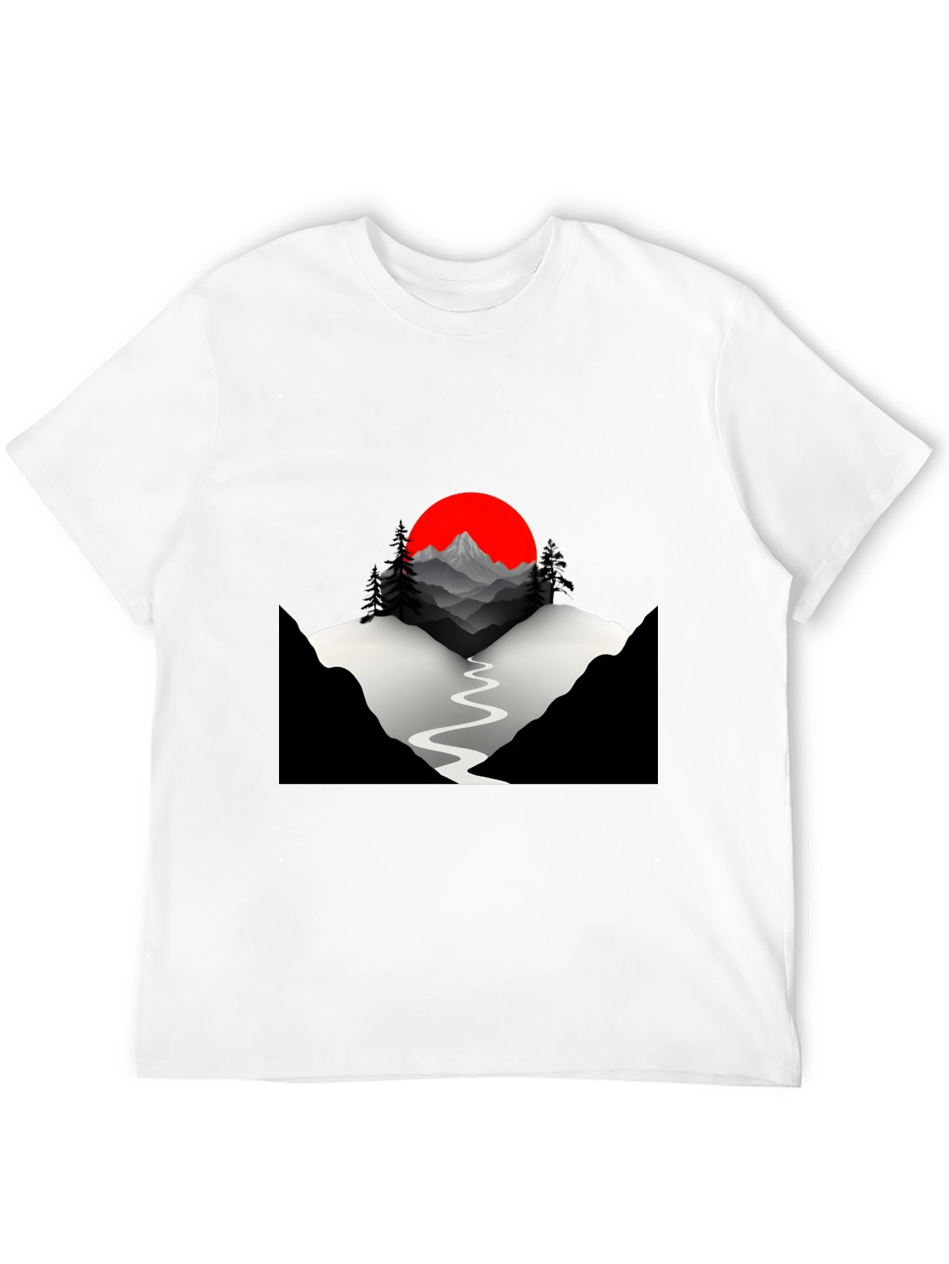 Mountains & Sun Graphic Tee - Black