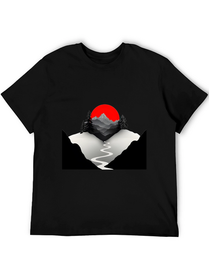 Mountains & Sun Graphic Tee - Black