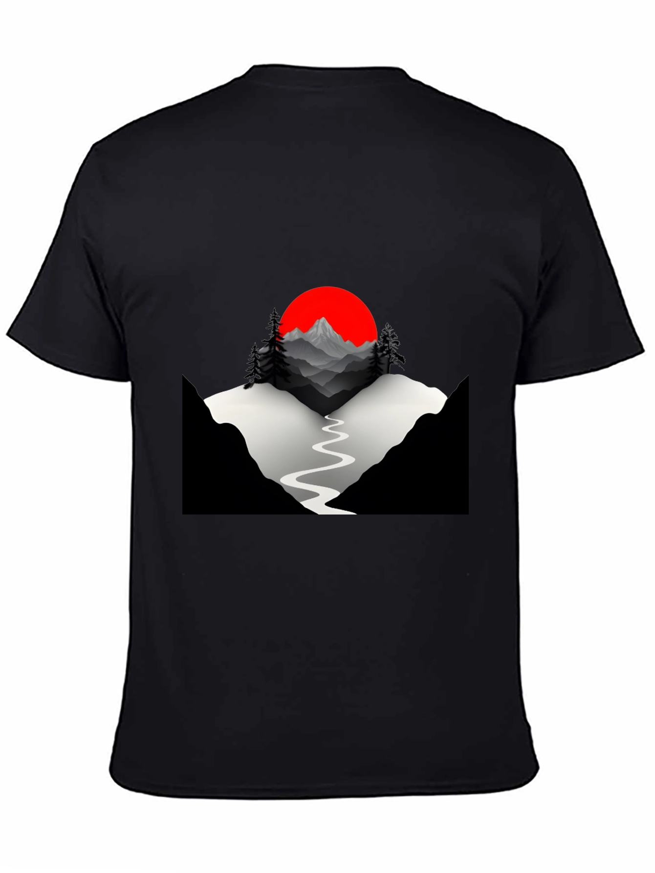 Mountains & Sun Graphic Tee - Black