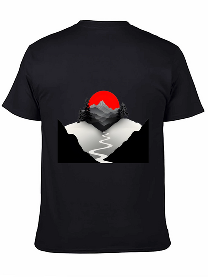 Mountains & Sun Graphic Tee - Black