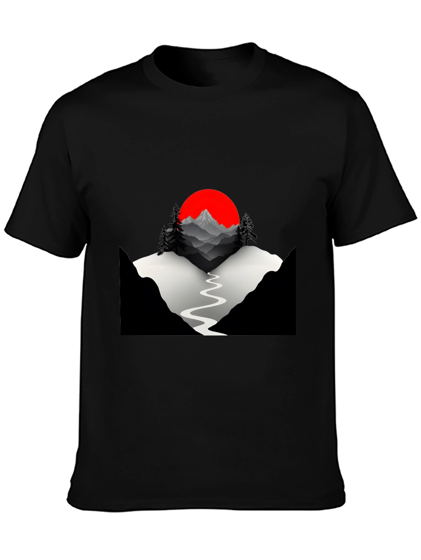 Mountains & Sun Graphic Tee - Black