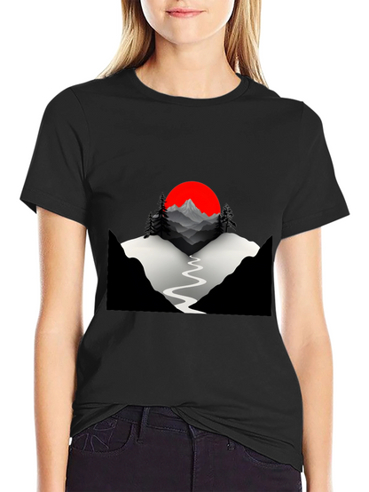Mountains & Sun Graphic Tee - Black