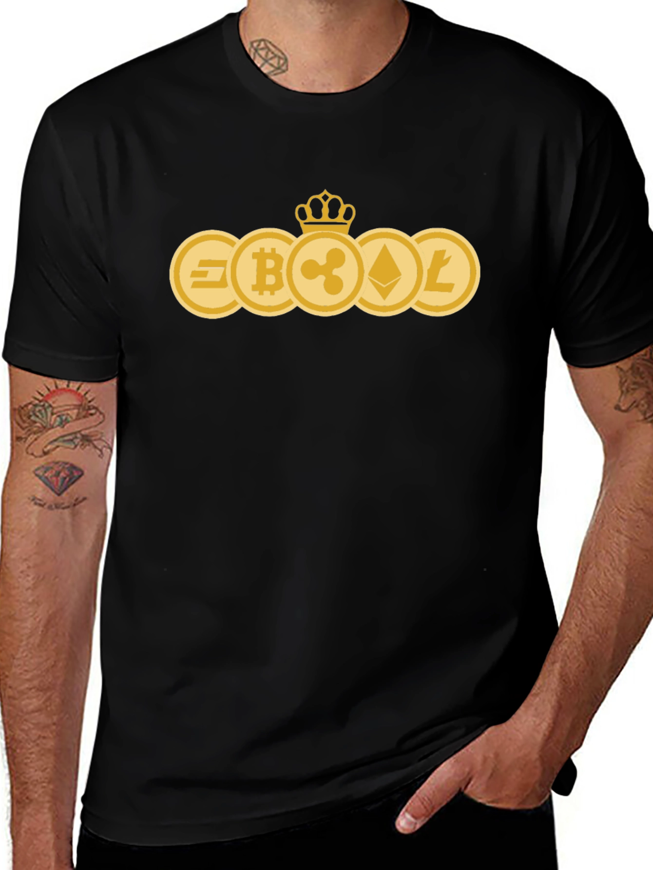 Crypto Coins Tee - Bitcoin Ethereum Litecoin Ripple Dash