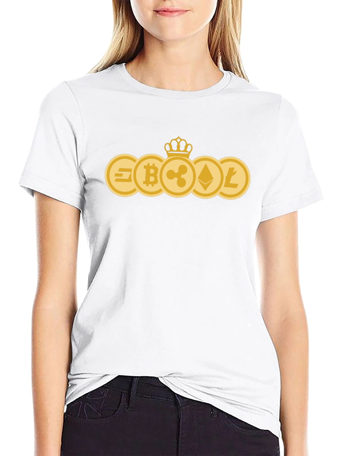 Crypto Coins Tee - Bitcoin Ethereum Litecoin Ripple Dash