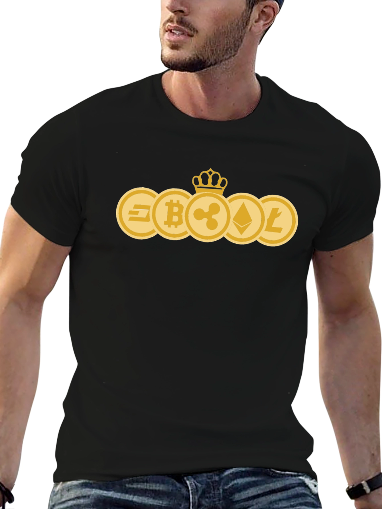 Crypto Coins Tee - Bitcoin Ethereum Litecoin Ripple Dash
