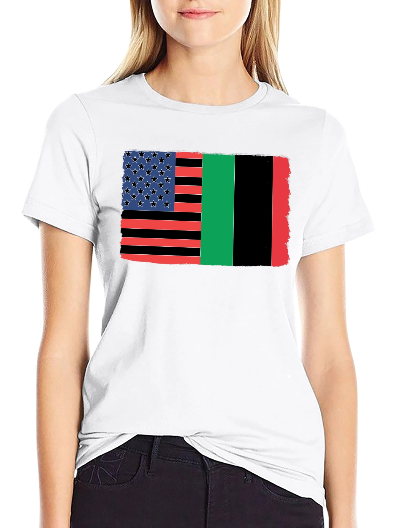 Pan-African Flag American Flag T-Shirt