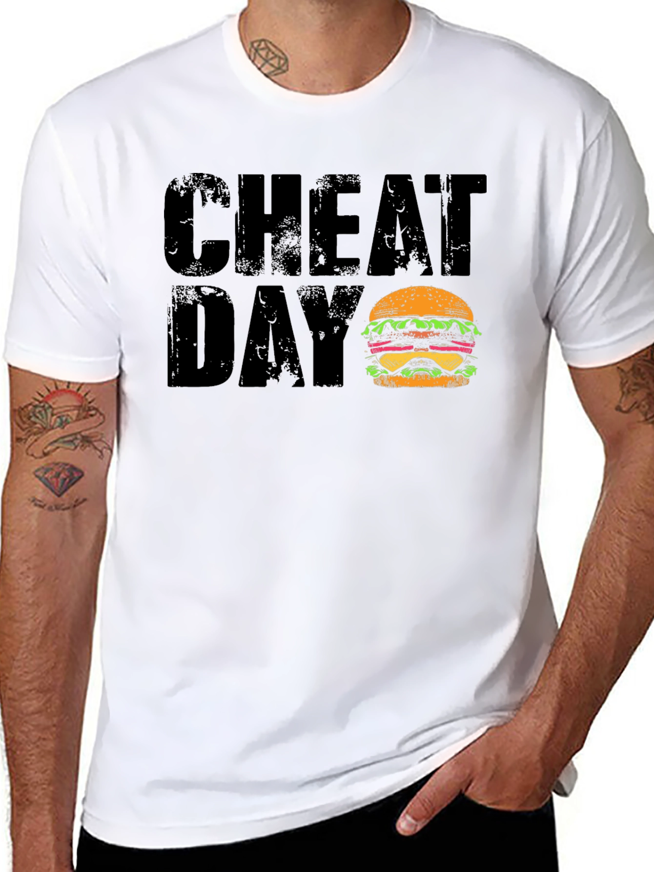 Cheat Day Burger Graphic Black T-Shirt