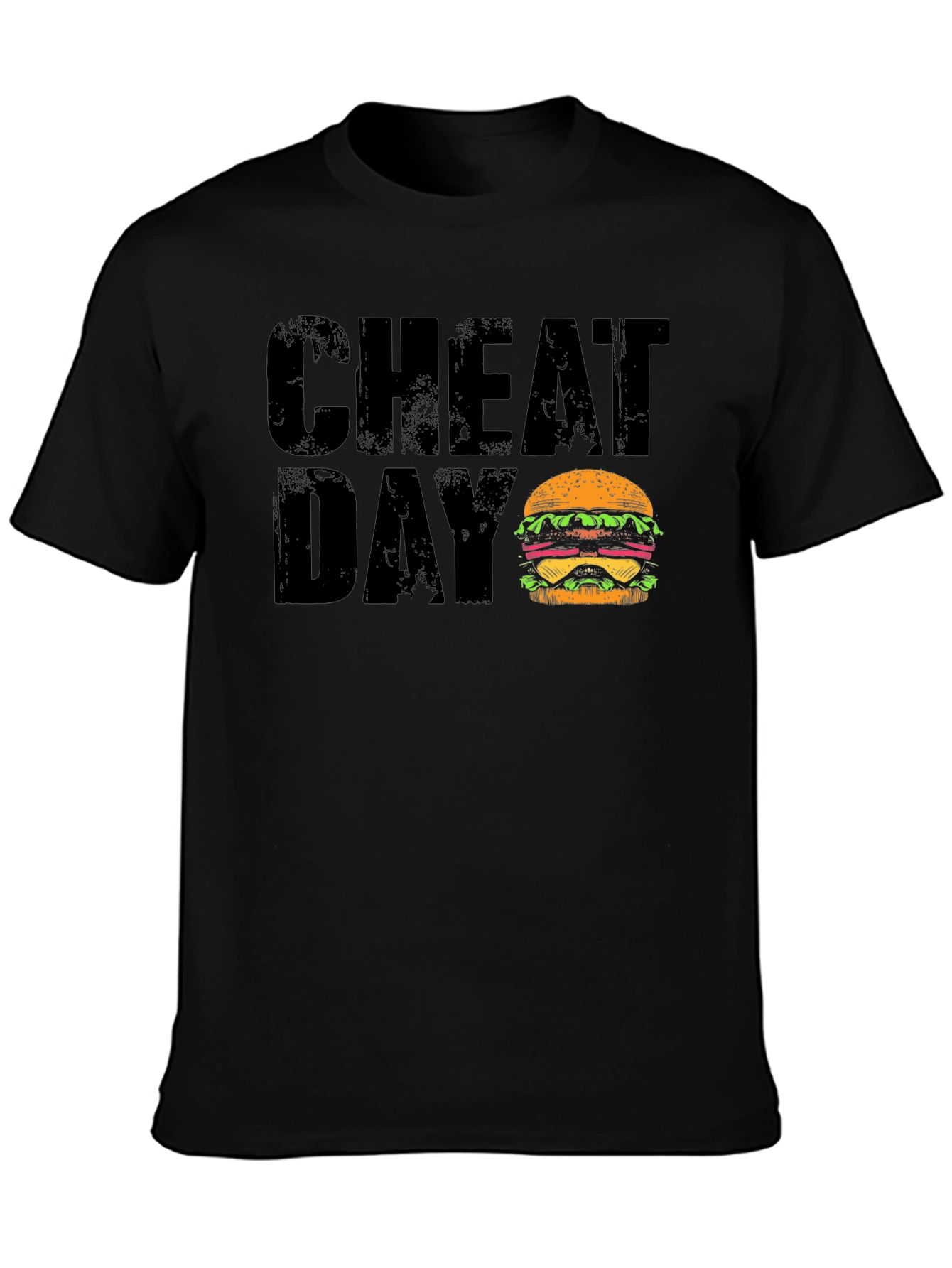 Cheat Day Burger Graphic Black T-Shirt
