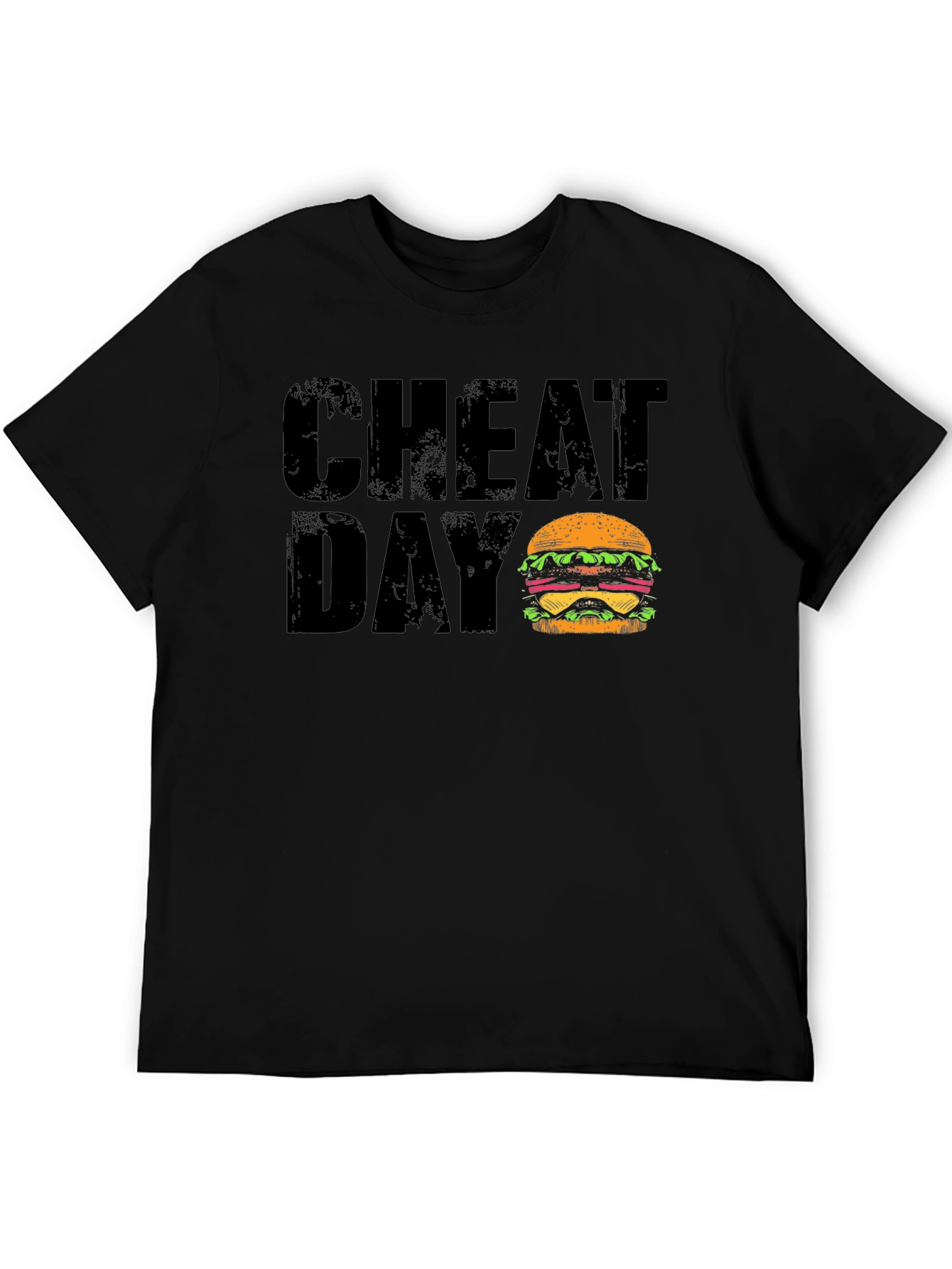 Cheat Day Burger Graphic Black T-Shirt