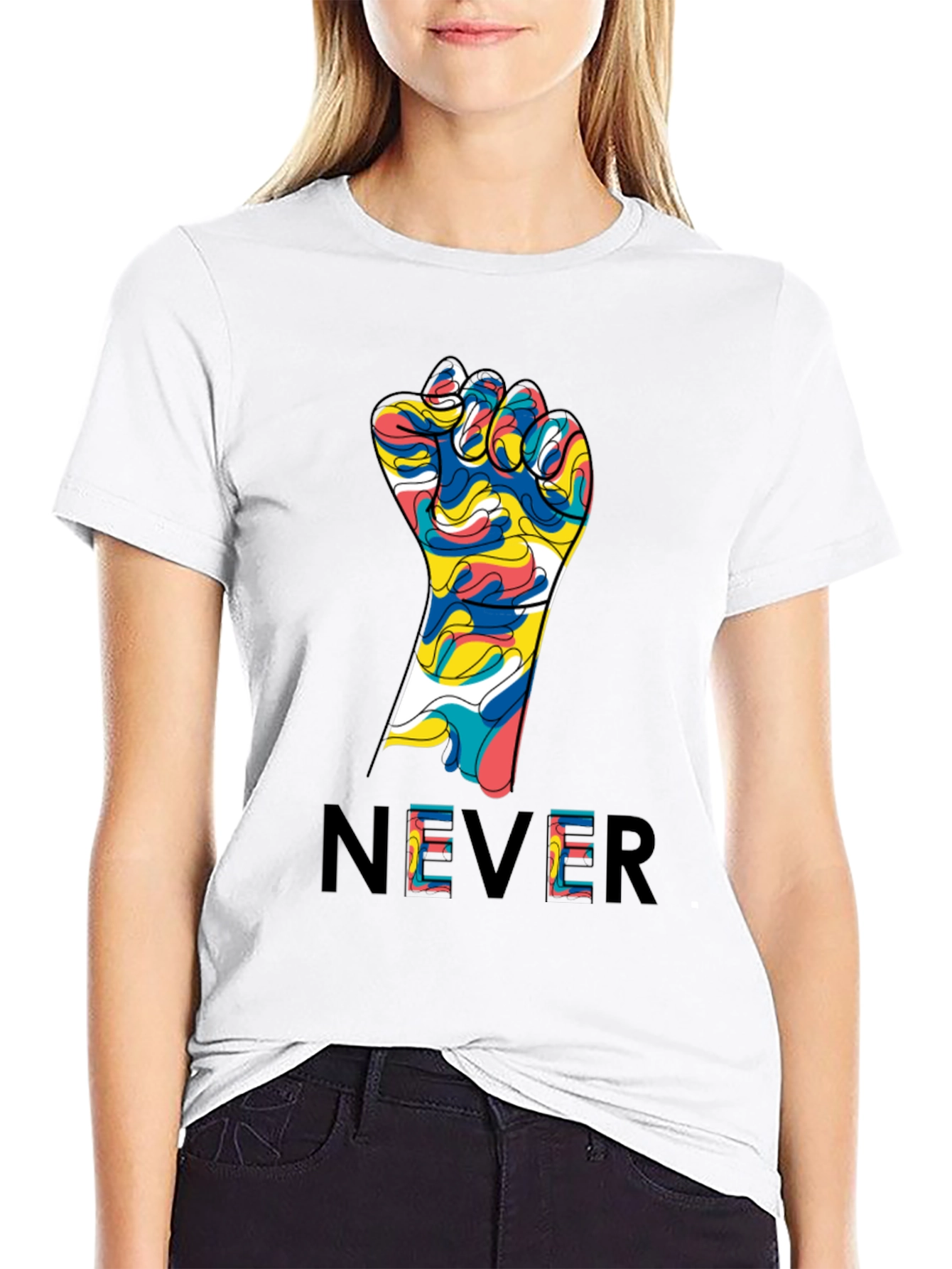 Never Give Up Fist Graphic Tee