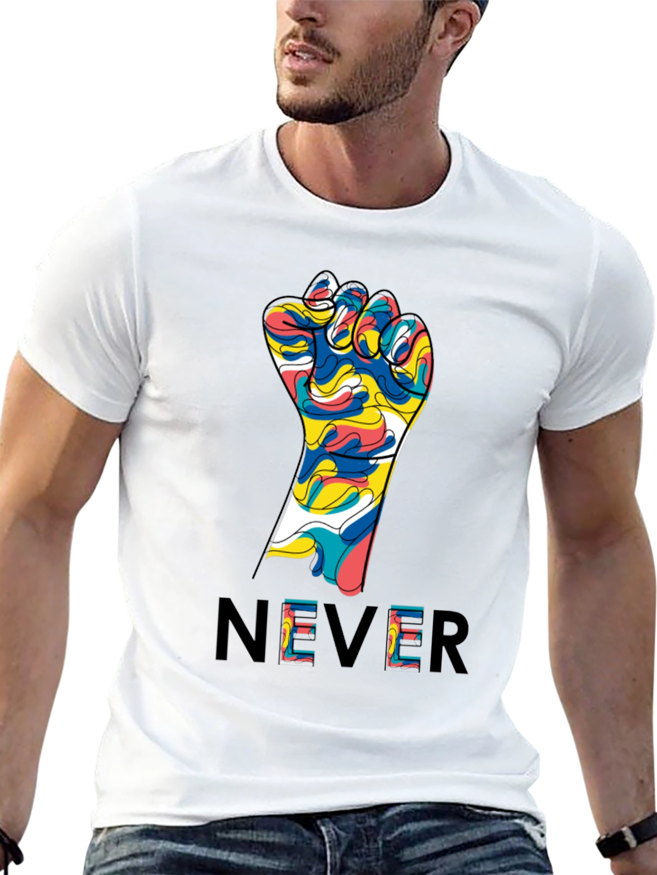 Never Give Up Fist Graphic Tee