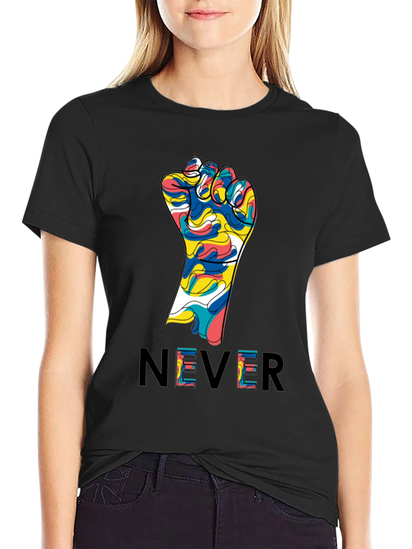 Never Give Up Fist Graphic Tee