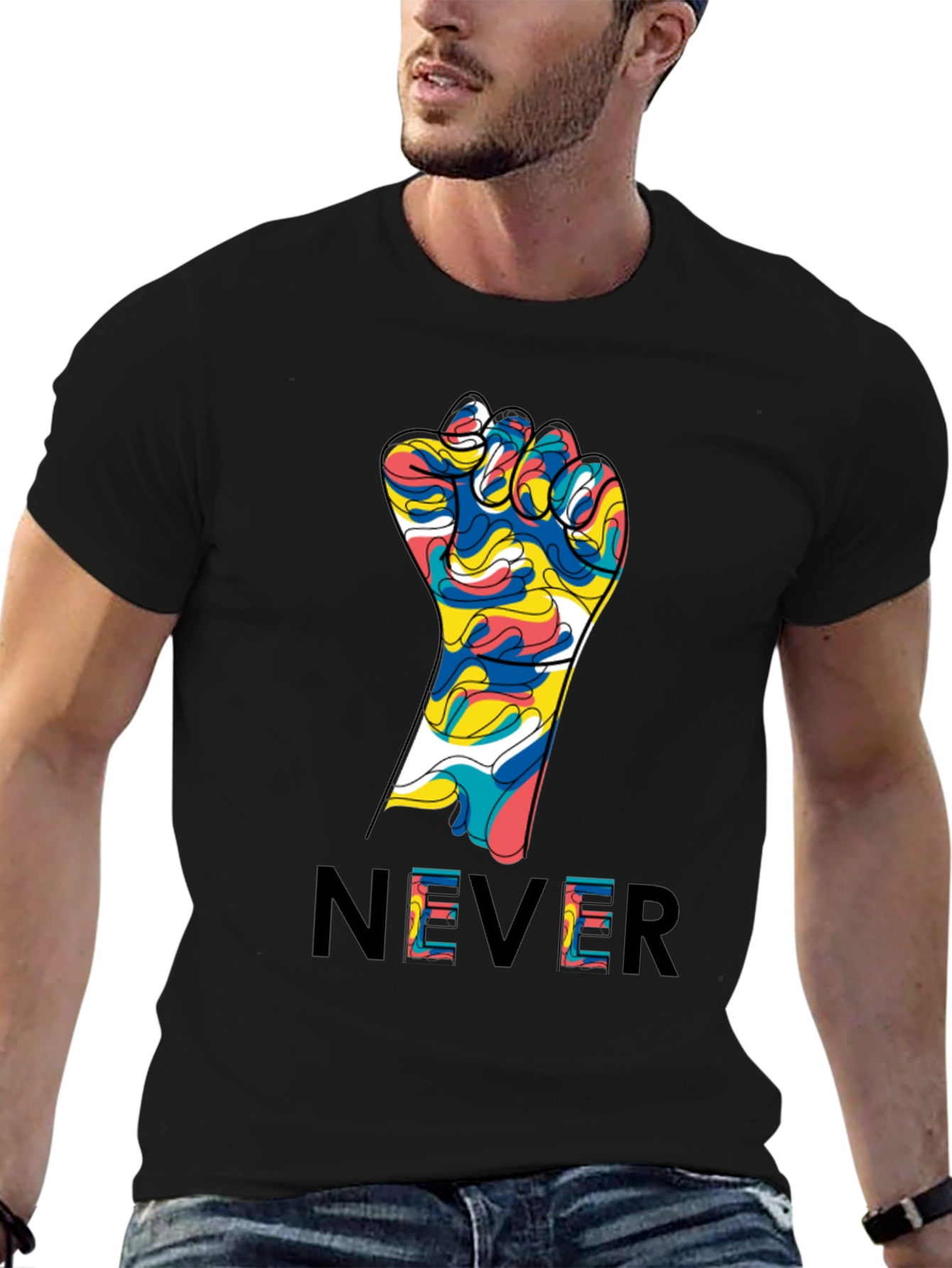 Never Give Up Fist Graphic Tee