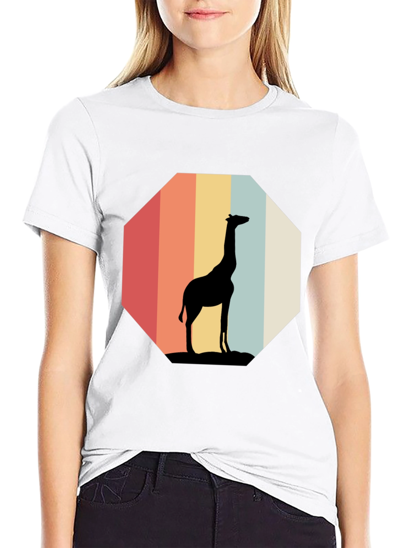 Giraffe Silhouette Retro T-Shirt