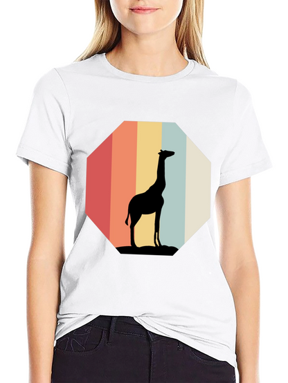 Giraffe Silhouette Retro T-Shirt